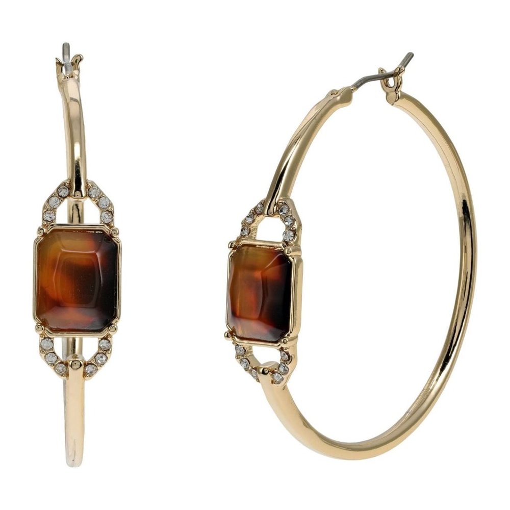 Lauren Ralph Lauren Tortoise Pave Hoop Earrings
